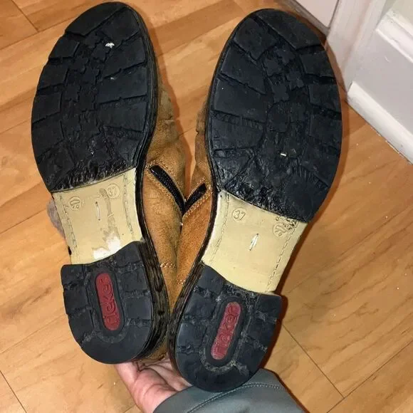 Rieker Brown Leather Ankle Boots with Wool Lining Size 37 - Picture 6 of 8